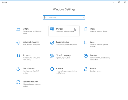 Windows eszközbeállításokat jelző kép
