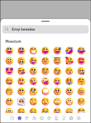 Az emoji reagálásválasztó a Teams