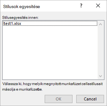 Select a workbook in the Merge Styles dialog box