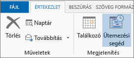 Ütemezősegéd gomb az Outlook 2013-ban