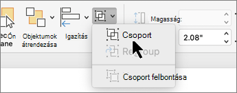 Group button selected on Shape Format tab