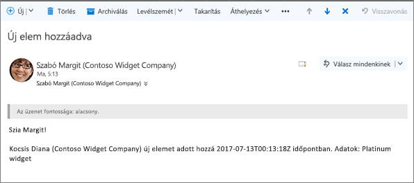 A címzett által Microsoft Flow e-mail, ha egy elem megváltozott