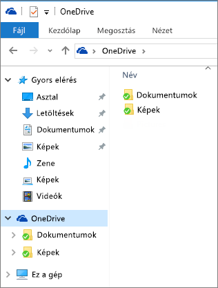 OneDrive a Fájlkezelőben