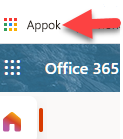 Az Alkalmazások ikonra mutató piros nyíl