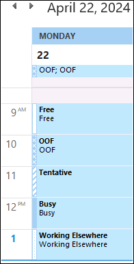 Házon kívül az Outlook naptárszíne a frissítés után