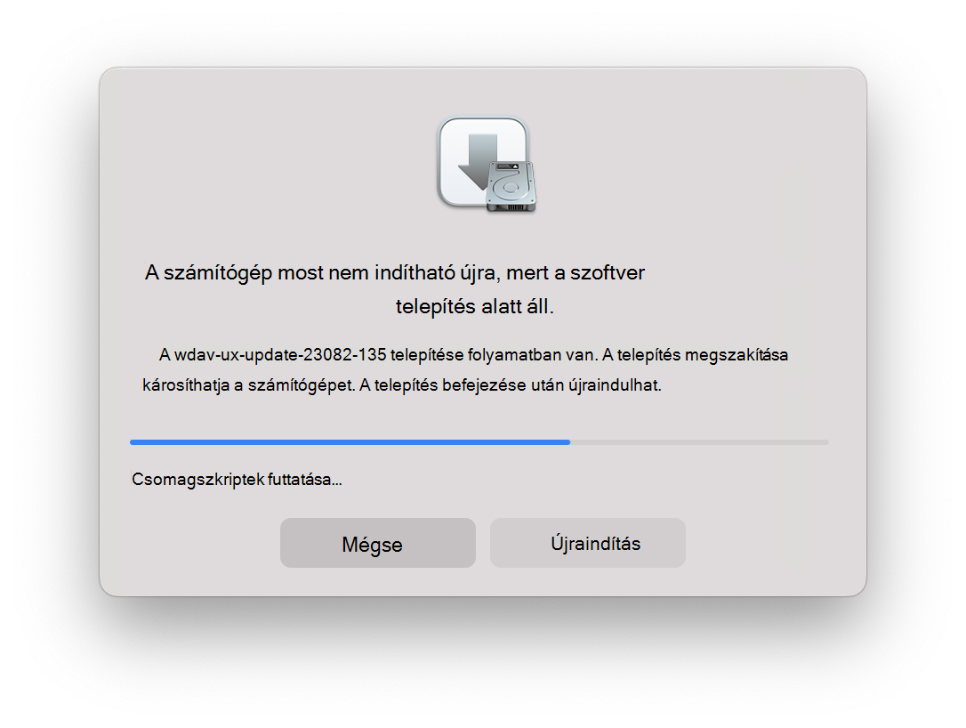 Képernyőkép a macOS újraindításának sikertelenségéről