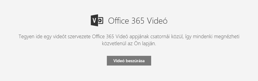 Képernyőkép: Office 365-ös videó beszúrása a SharePointban.