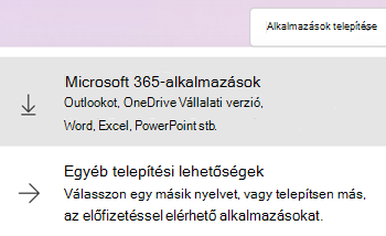 Alkalmazások telepítése a Microsoft365.com