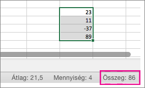 Select a column of numbers to see the sum at the bottom of the page