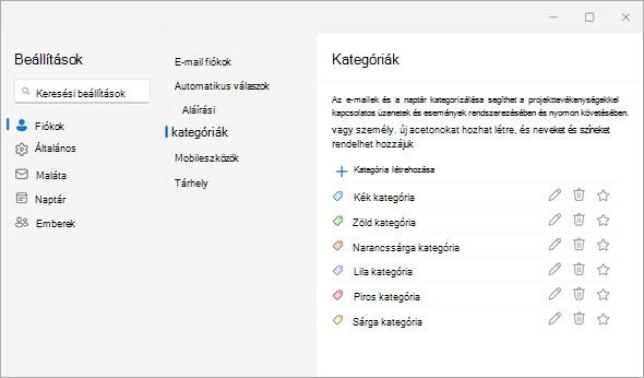 Manage Color Categories panel