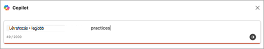 Képernyőkép a Copilottal történő bemutató létrehozására vonatkozó kérdés beviteléről.