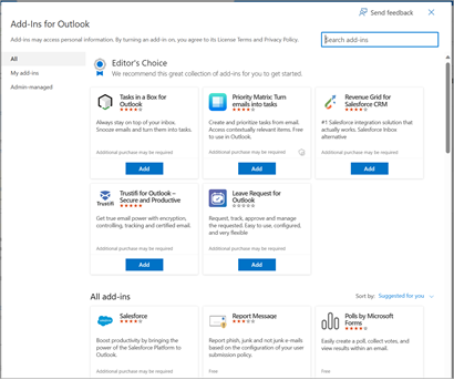 Az Outlookhoz készült Office-bővítmény képernyőképe one.png