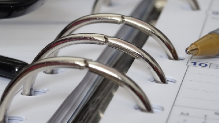 Close-up photo of a three-ring binder