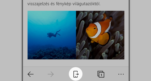 Képernyőkép a Microsoft Edge-ről iOS rendszeren a Folytatás PC-n ikon kiemelésével.