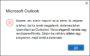 Outlook-hiba hatvan e-mail megnyitásakor