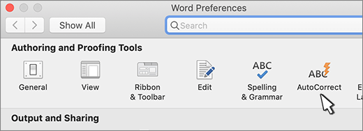Mac Word automatikus javítási gomb