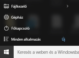 Windows 10 Start menü beállításai alkalmazás
