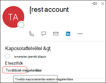 Outlook-hiba a névjegykártya megnyitásakor