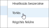 A helyi menü Törlés menüpontja