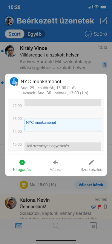 iOS Outlook – új időpont elfogadása