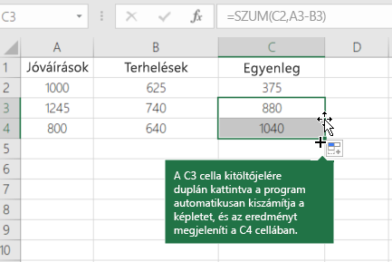 Example of calculating a running balance