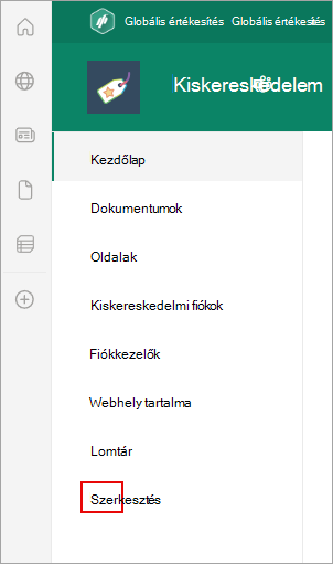 Képernyőkép a Szerkesztés parancs helyéről egy SharePoint-lapon.