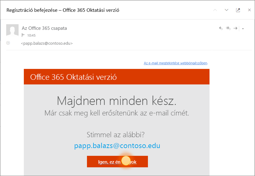 Képernyőkép az Office 365-bejelentkezés utolsó ellenőrző képernyőjéről.
