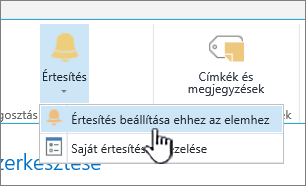 SharePoint 2016 Riasztás beállítása olyan elemhez, amelyen az elem ki van jelölve