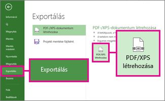 A PDF/XPS létrehozása gomb képe