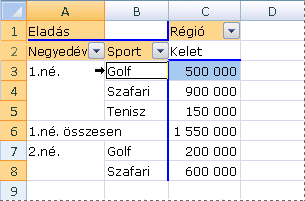 Example of selecting one instance of an item in a PivotTable report