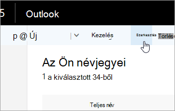 Képernyőkép az Outlook navigációs sávja alatt látható Szerkesztés gombról