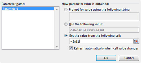 MS Query Parameter dialog box