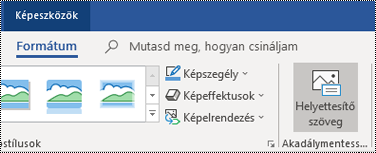 A Helyettesítő szöveg gomb a Windows Outlook menüszalagján.