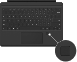 Ujjlenyomat-olvasó Surface Pro 4 Type Cover eszközön ujjlenyomat-azonosítóval