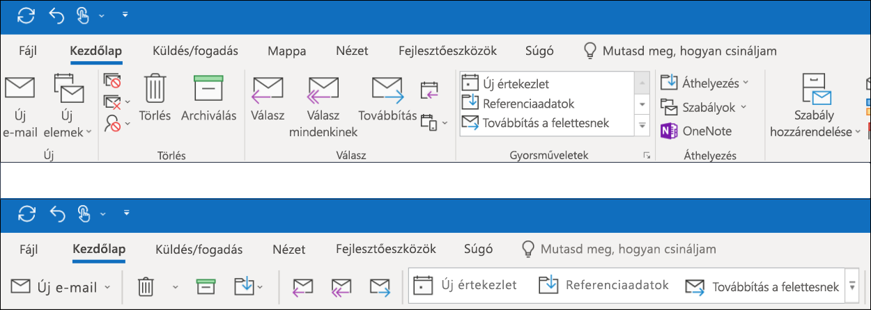 Mostantól két különböző menüszalag-élmény közül választhat az Outlookban.