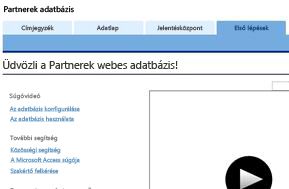 A Partnerek adatbázissablon Első lépések képernyője