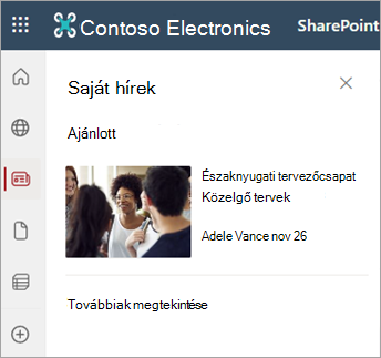 Képernyőkép a Saját hírek szakaszról egy SharePoint-webhelylapon.