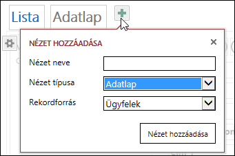 The Add New View dialog box
