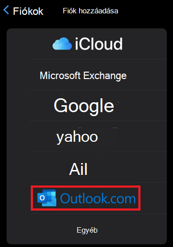 Apple Mail – Outlook.com hozzáadása iPhone-hoz