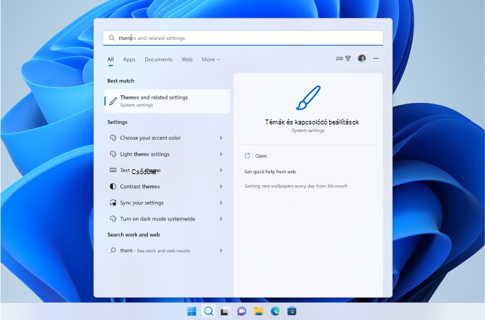 Keresés a kezdőlapon Windows 11 a javasolt alkalmazásokkal