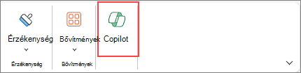 Képernyőkép a Copilot gomb eléréséről az Excel menüszalagján.