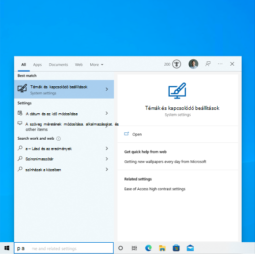 Windows 10 keresés kezdőlapja