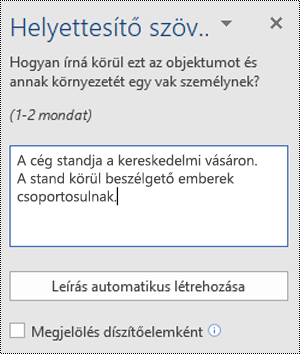 A Helyettesítő szöveg párbeszédpanel a Windows Wordben
