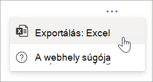 Válassza az Exportálás az Excelbe parancsot a jelentés További lehetőségek legördülő menüjéből.