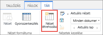 The SharePoint Library Create view button on ribbon.