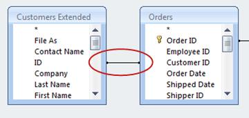 A join line in query Design view
