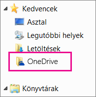 A OneDrive mappa a Windows Explorerben