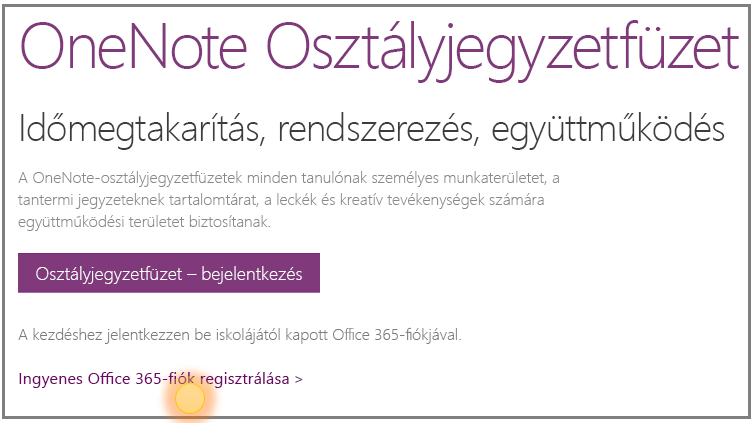 Képernyőkép: ingyenes Office 365-fiók regisztrálása.