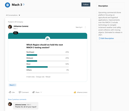 Screenshot showing topic page in Yammer