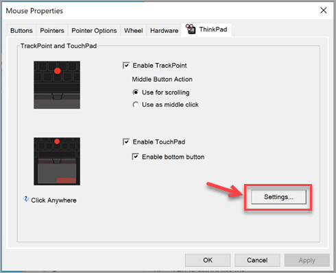 Mouse Properties in the legacy Control Panel